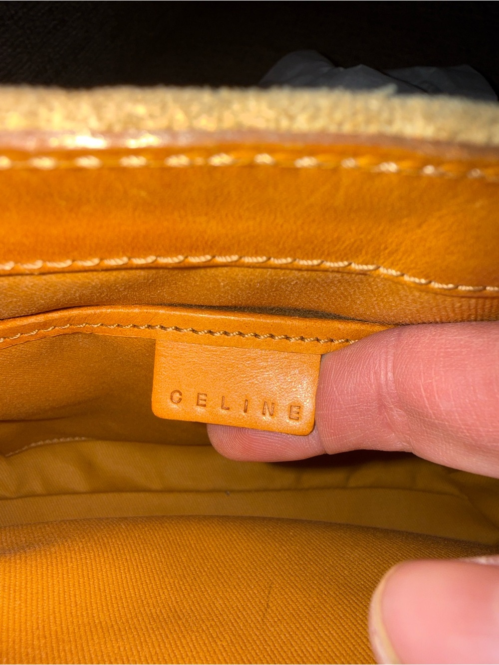 Authentic Celine Camel Suede Leather Macadam Monogram Vintage Celine Tote!Rare. - Picture 2 of 13